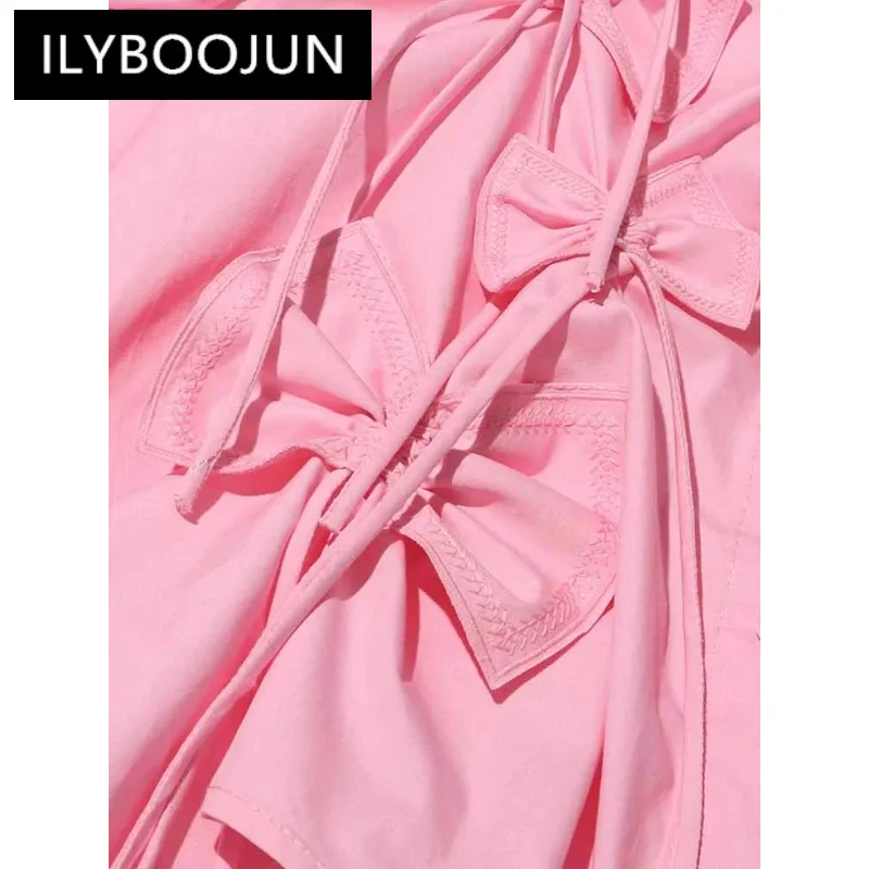 ILYBOOJUN Patchwork Bowknot Casual Shirts For Women Lapel Long Sleeve Spliced Single Breasted Blouse Female Fashion Clothes