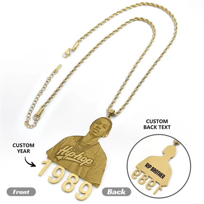 

Custom Photo Necklace for Women Men Personalized Engraved Name Picture Pendant Necklace 18K Gold Memorial Hip Hop Jewelry Gifts
