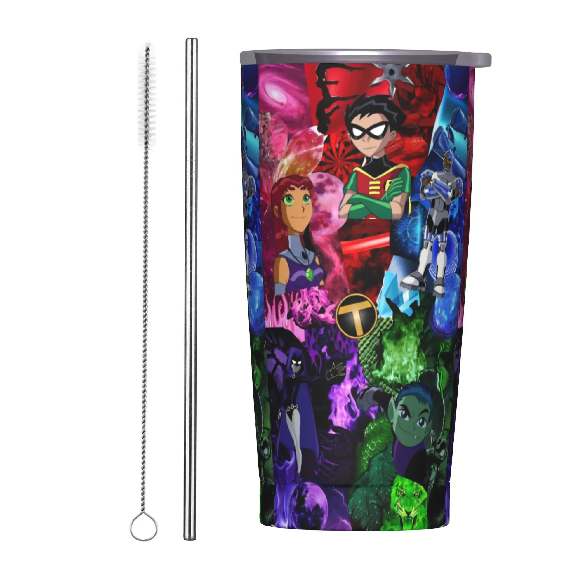 Teen Go Cartoon Insulated Tumbler with Lid Anime Vacuum Coffee Mugs Double Wall Hot Cold Drink Cup, 20oz