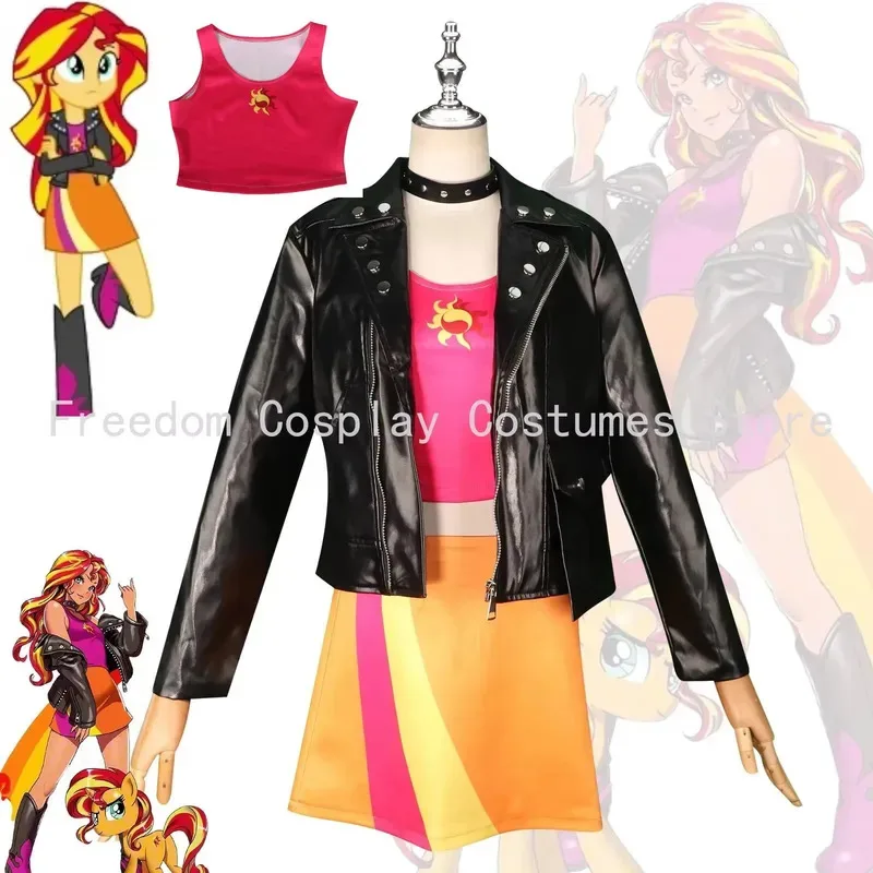 

♥ 2025 New Anime Little Pony Cosplay Sunset Shimmer Costume Lovely Princess Skirt Uniform Suit Outfit Halloween Party Chr ★☆ly99
