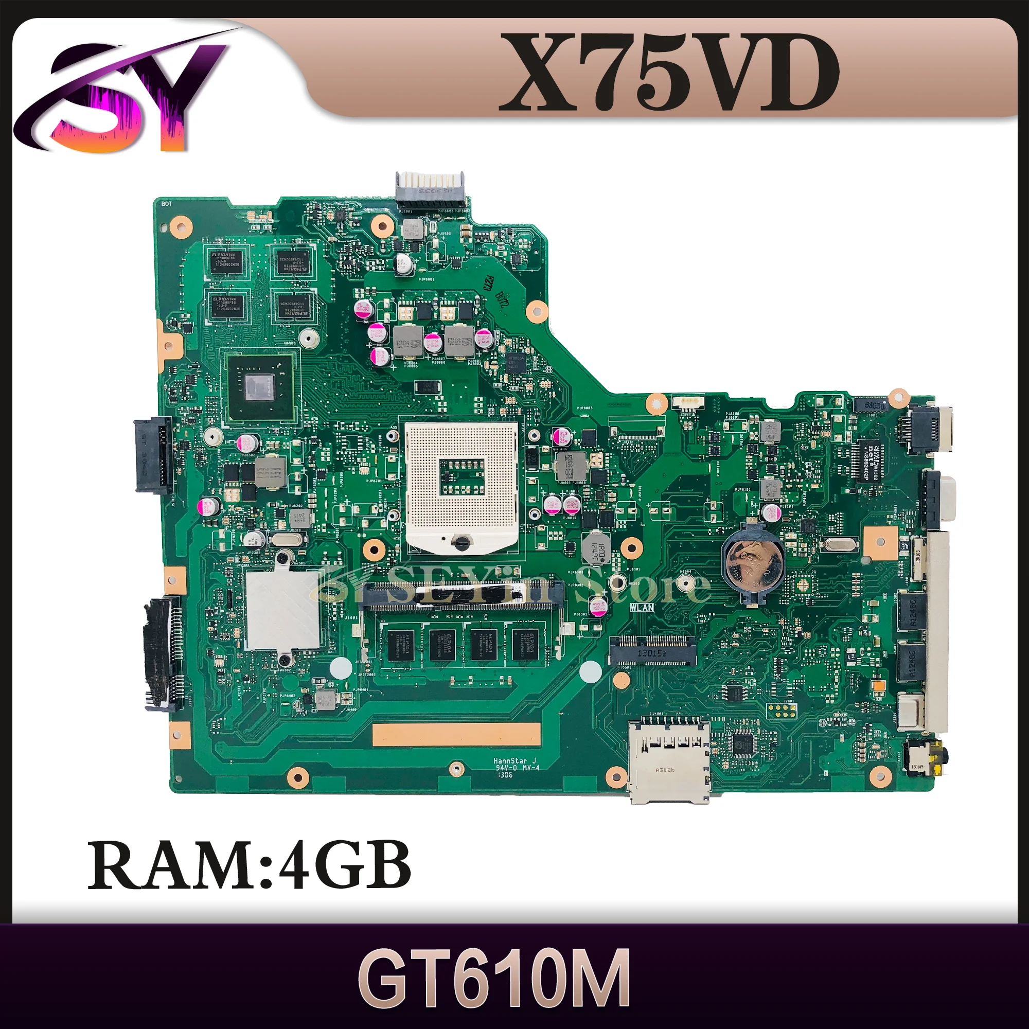 

X75VD with 4GB-RAM UMA or GT610M GPU Notebook Mainboard For Asus X75A X75VB X75VD Laptop Motherboard 100% Tested OK