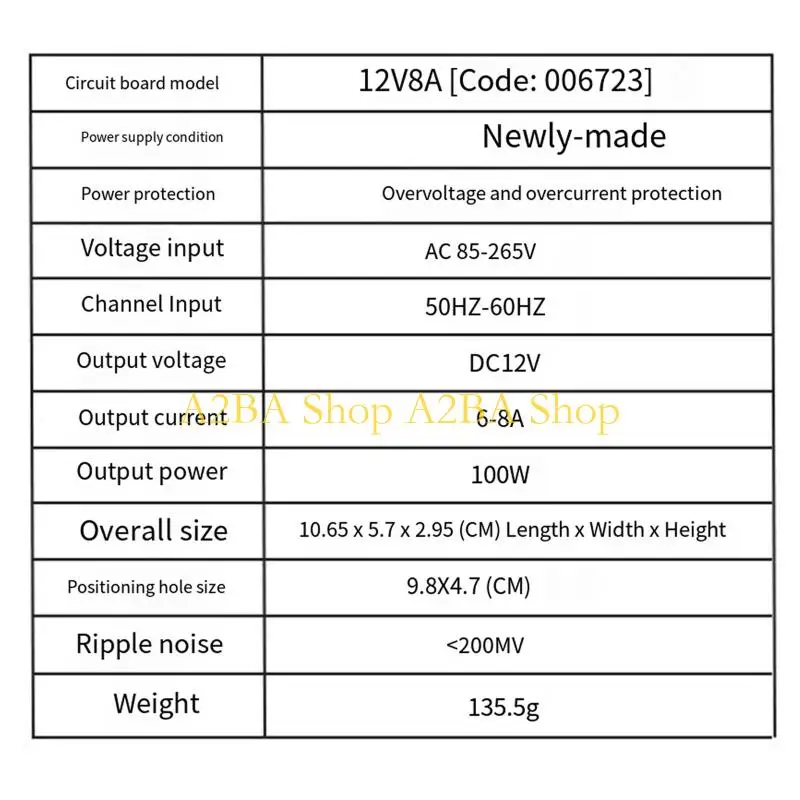 A2BA Highly Power 100W AC85-265V to DC12V Converters Power Module for Commercial Use