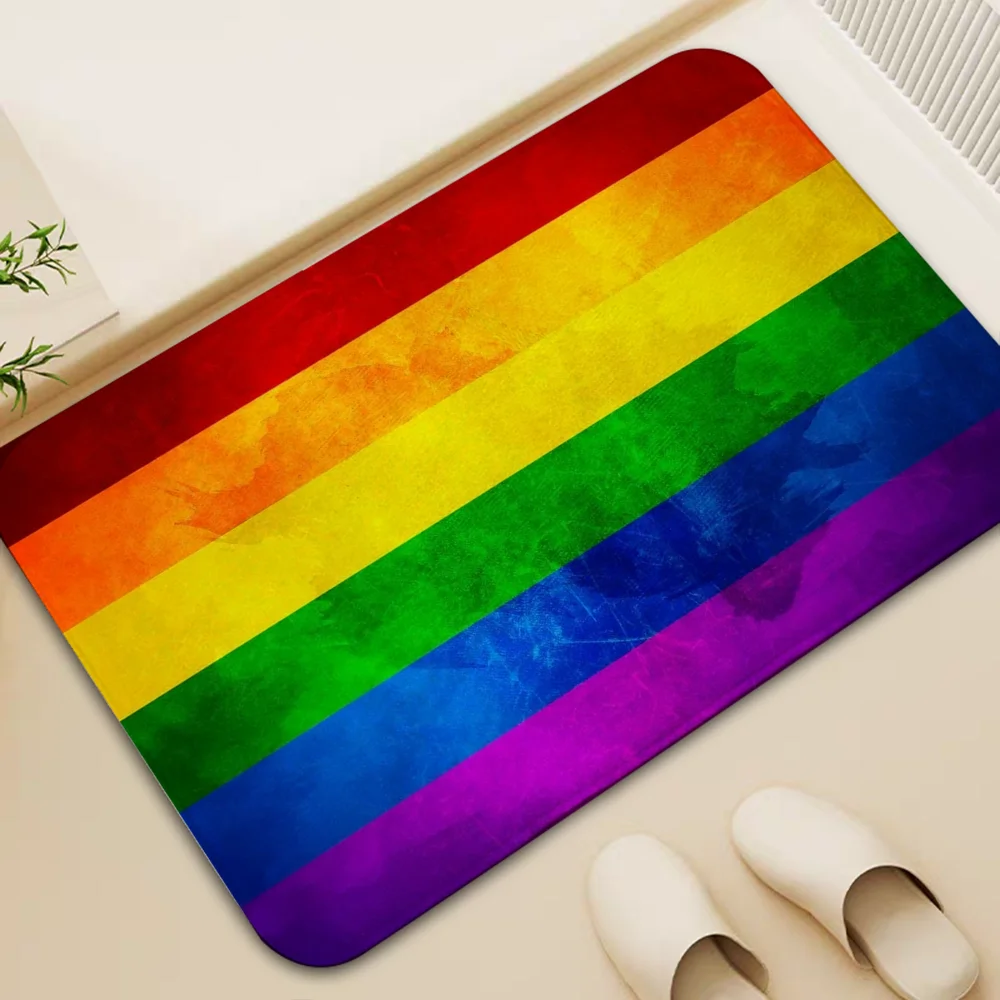 Carpet Rainbow LGBT Pride Flag Living Room Mat Doormat for Entrance Door Kitchen Bathroom Rug Floor Mats Carpets Home Decoration