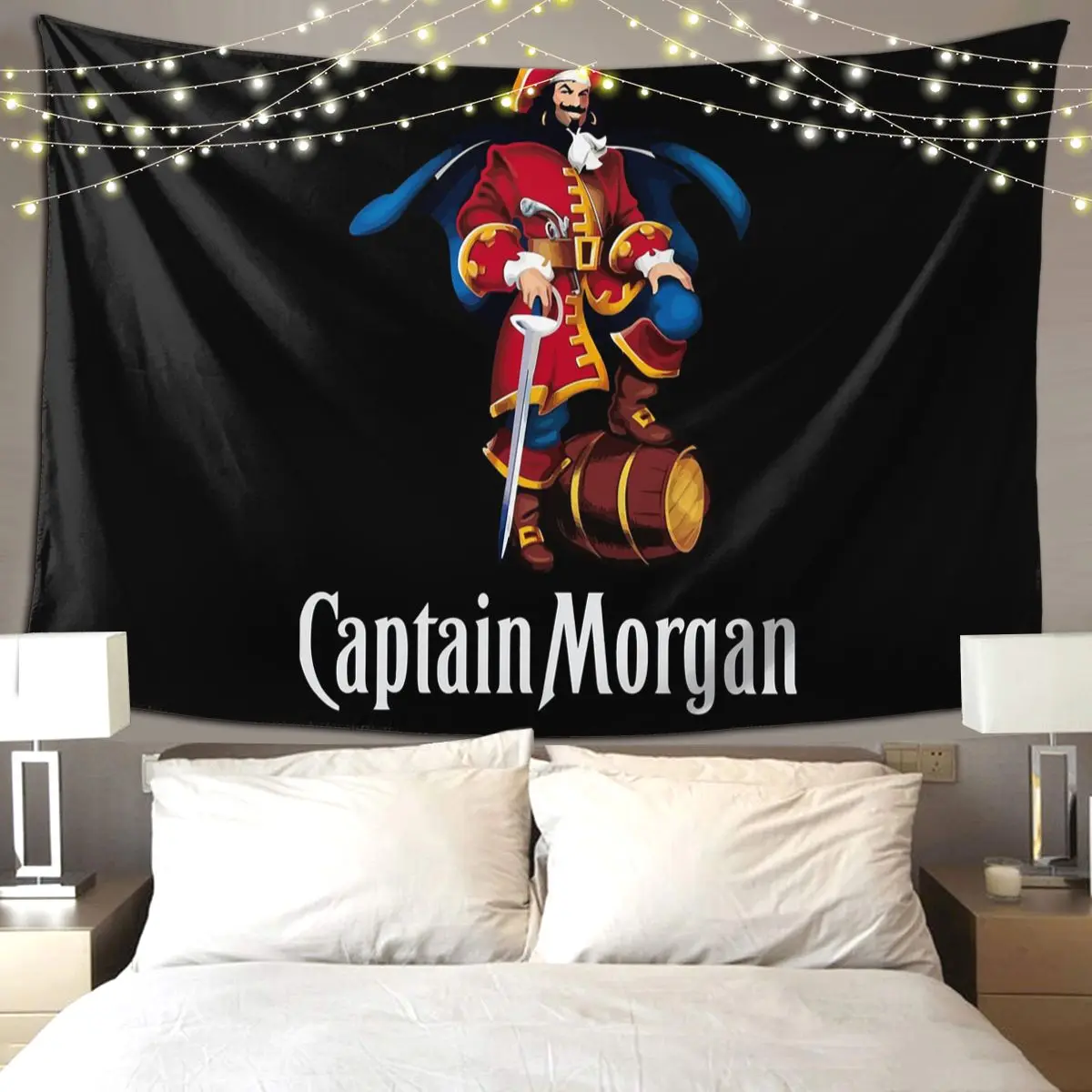 Captain Morgan Tapestry Hippie Wall Hanging Aesthetic Home Decor Tapestries for Living Room Bedroom Dorm Room