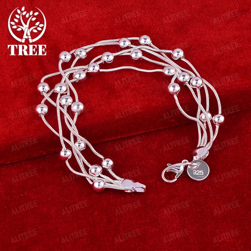 

Original 925 Sterling Silver Smooth Bead Bracelet Snake Chain Fashion Design Jewelry Women's Anniversary Birthday Party Gift