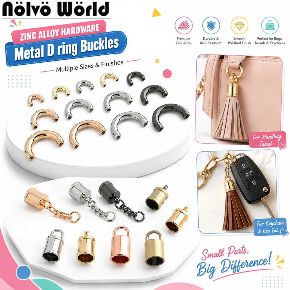 20/50/100PCS 7-20mm Tassel Leather Cord End Crimp Caps Beads End Cap For DIY Bag Belts Connector Metal D ring Buckle Accessories
