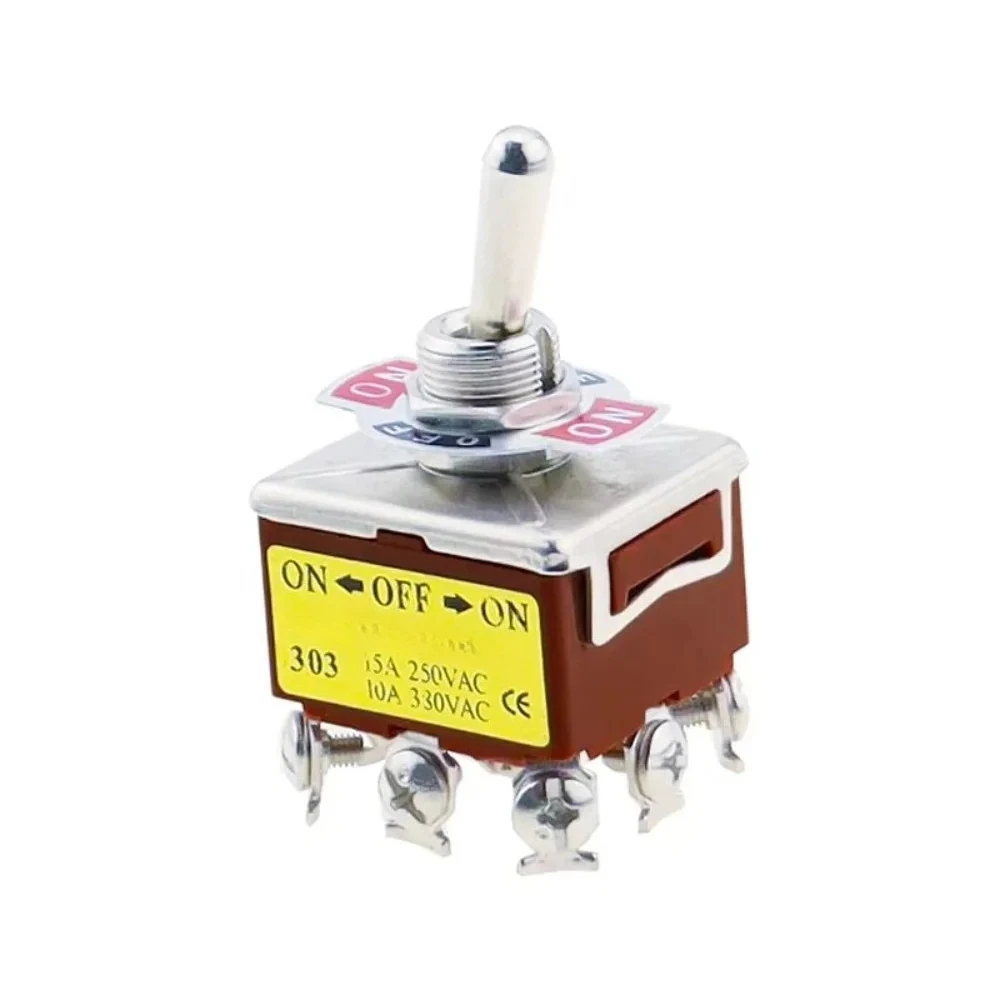 1 Uds 3PDT encendido/apagado/encendido 3 posiciones 9 terminales  tornillo interruptor  palanca AC 250V 15A E-TEN 303 E-TEN 302