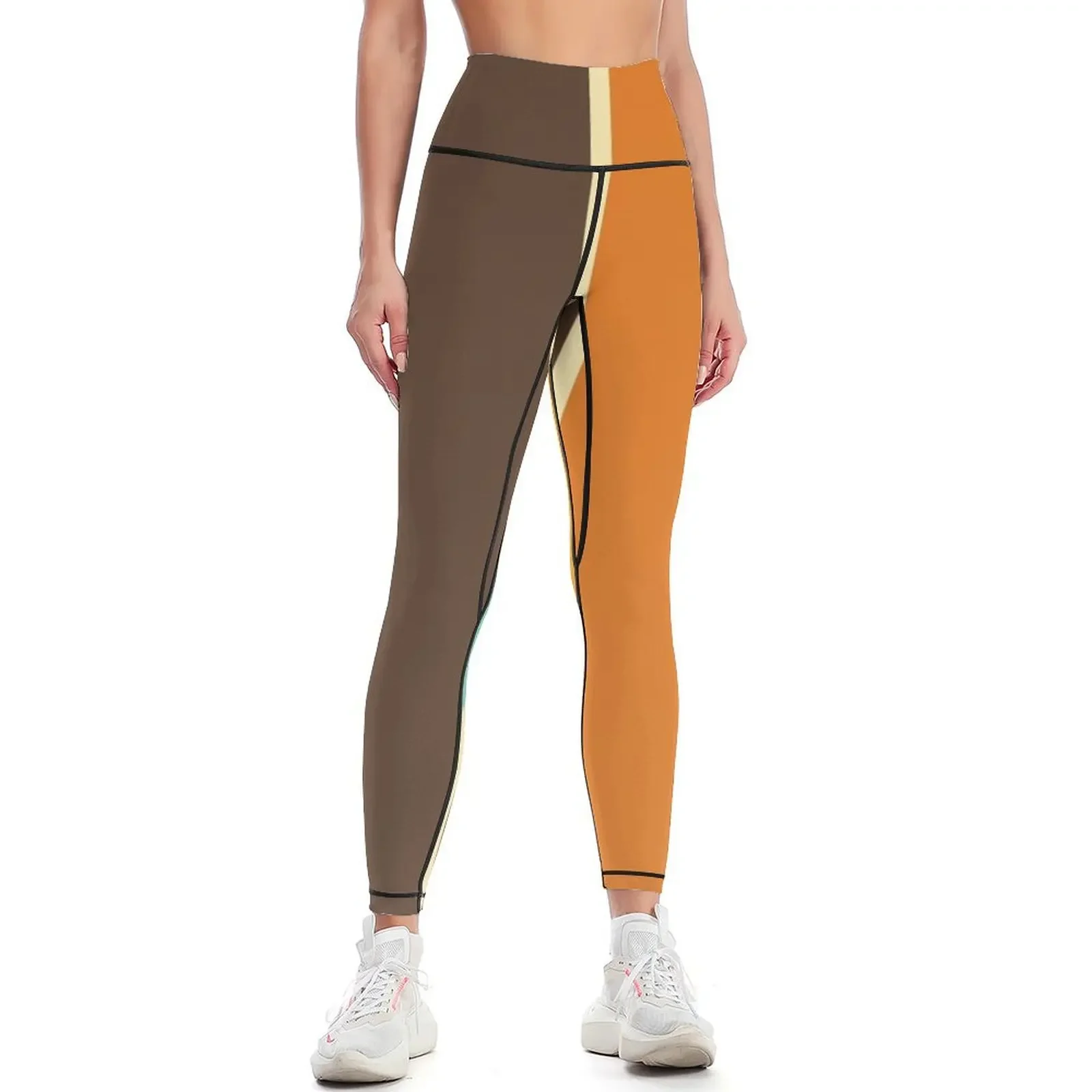 1970's Color Palette Retro Stripe Pattern Leggings Women sportwear sports for gym workout clothes for Womens Leggings