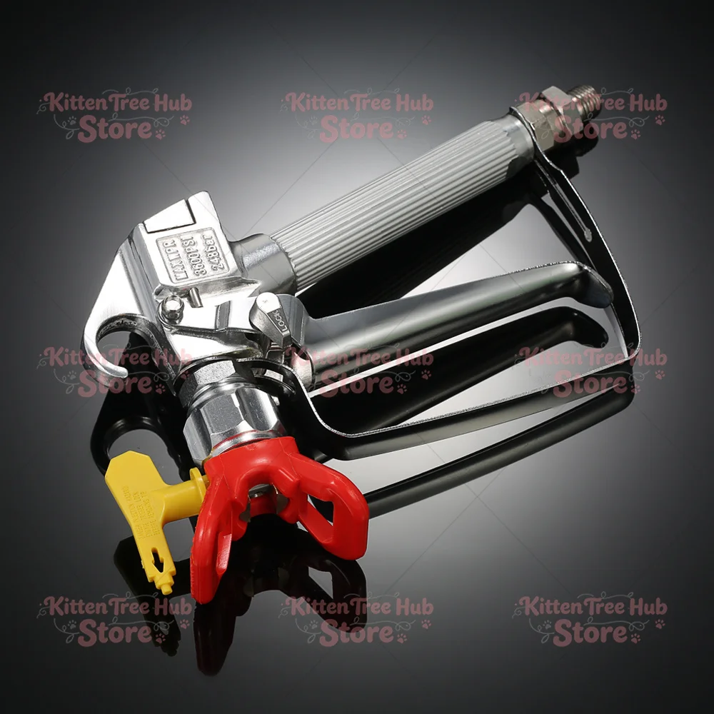 Red 3600PSI High Pressure Airless Paint Spray Gun with 517 Spray Tip and Nozzle Guard for Pump Sprayer