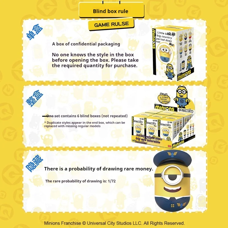 Taza de Minions genuina, caja ciega misteriosa, figuras de ojos grandes, muñeca de pronunciación de sonido Original, juguetes para niños, adorno de regalo