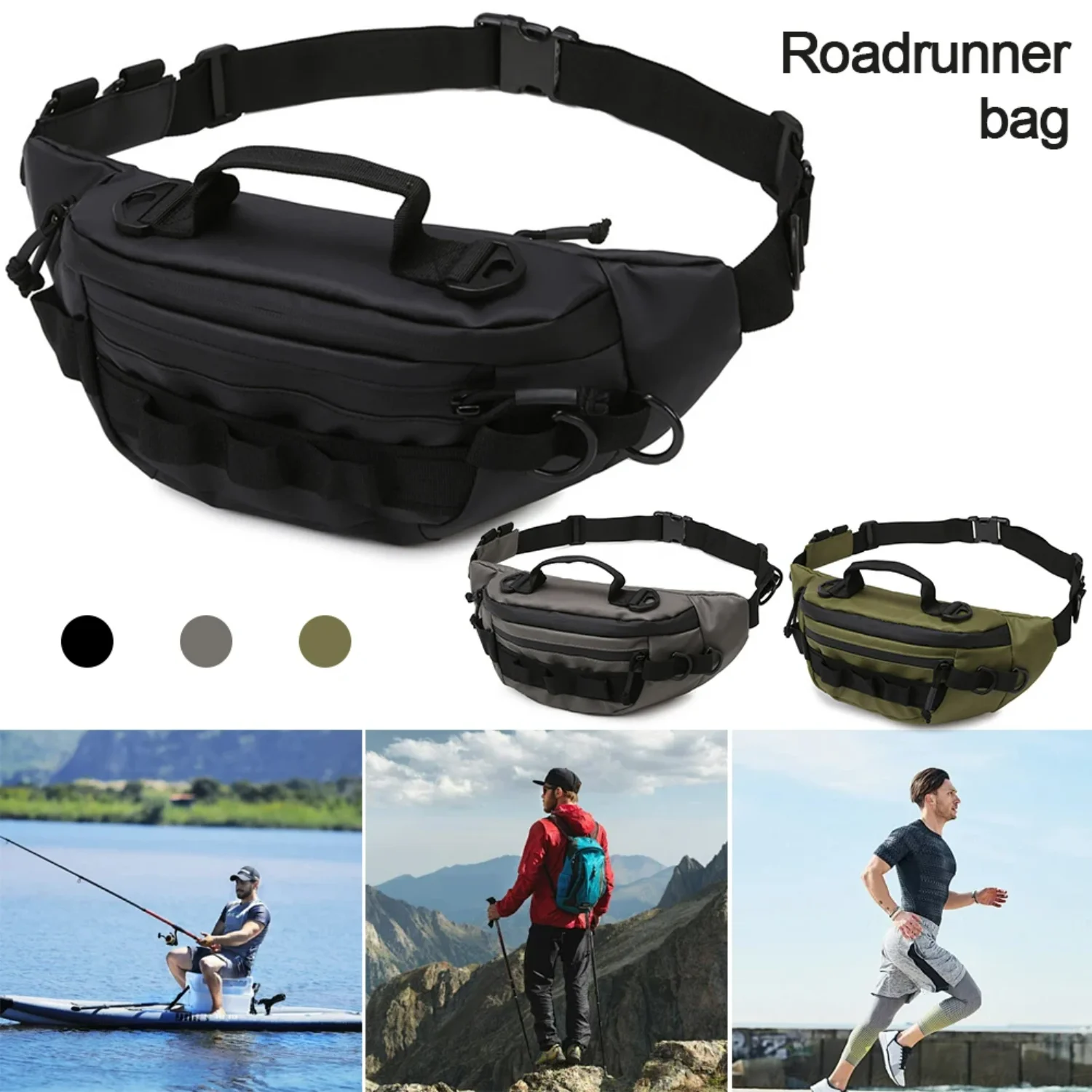 Men Fishing Waist Pack Waterproof Tactical Fanny Pack Multifunctional Anti-Theft Fishing Tackle   Outdoor Camping