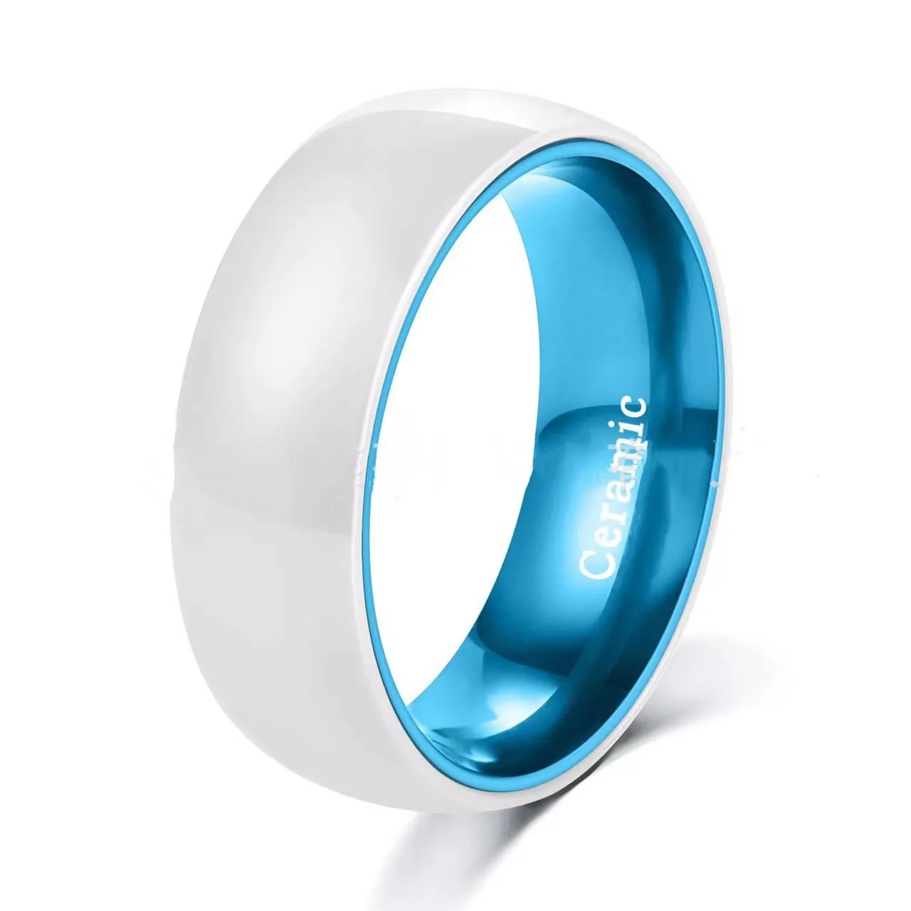 8mm White Ceramic Ring Orange Green Red Purple Two-color Wedding Ring for Men and Women