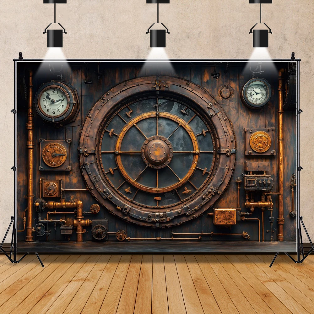 Steampunk Clock Gear Photography Background Children Birthday Party Vintage Industrial Theme Backdrop Banner Photo Booth Props