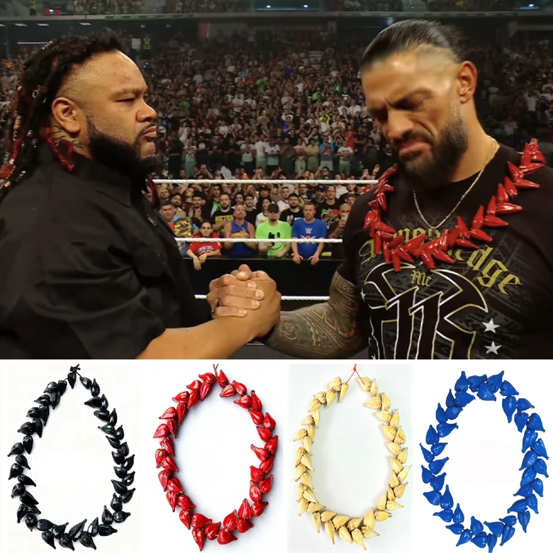 

Traditional UlaFala Roman Reigns Red Necklace Men Samoa Ula Fala Ceremonial Black Necklace Samoan Tribal Chief Formal blue