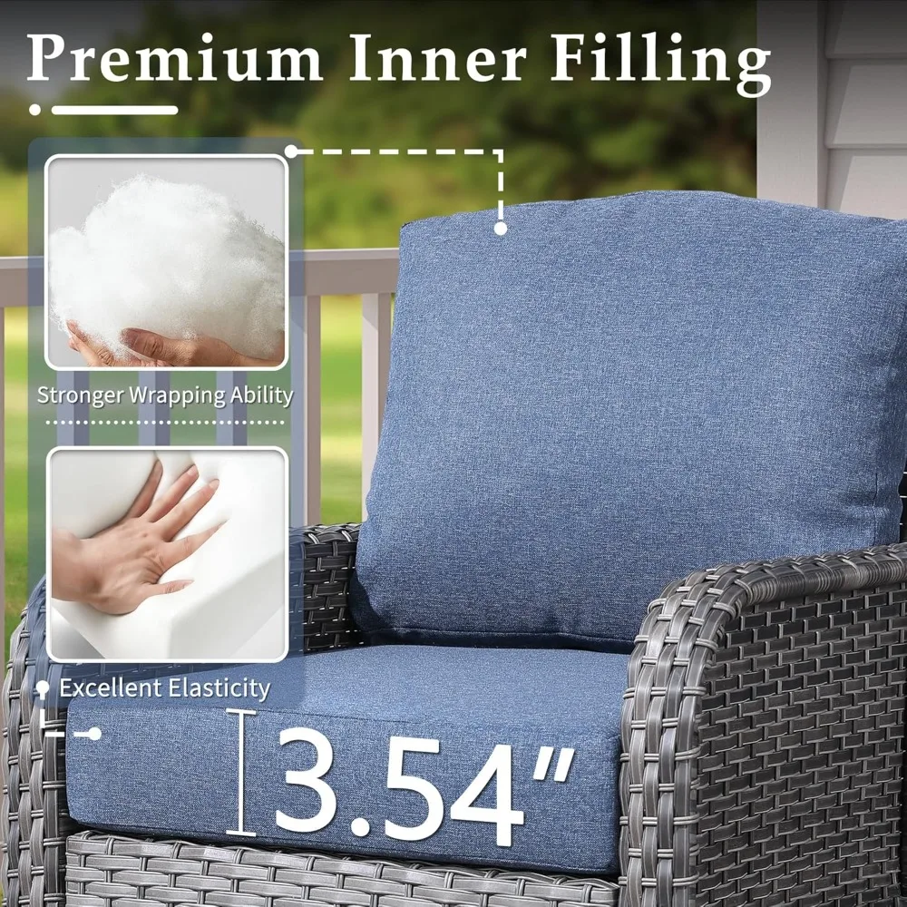 7 Pieces Outdoor Patio Furniture Set, Rattan Wicker Sectional Swivel Rocker Chairs Sets with Table, Swivel Glider Chairs, and Si