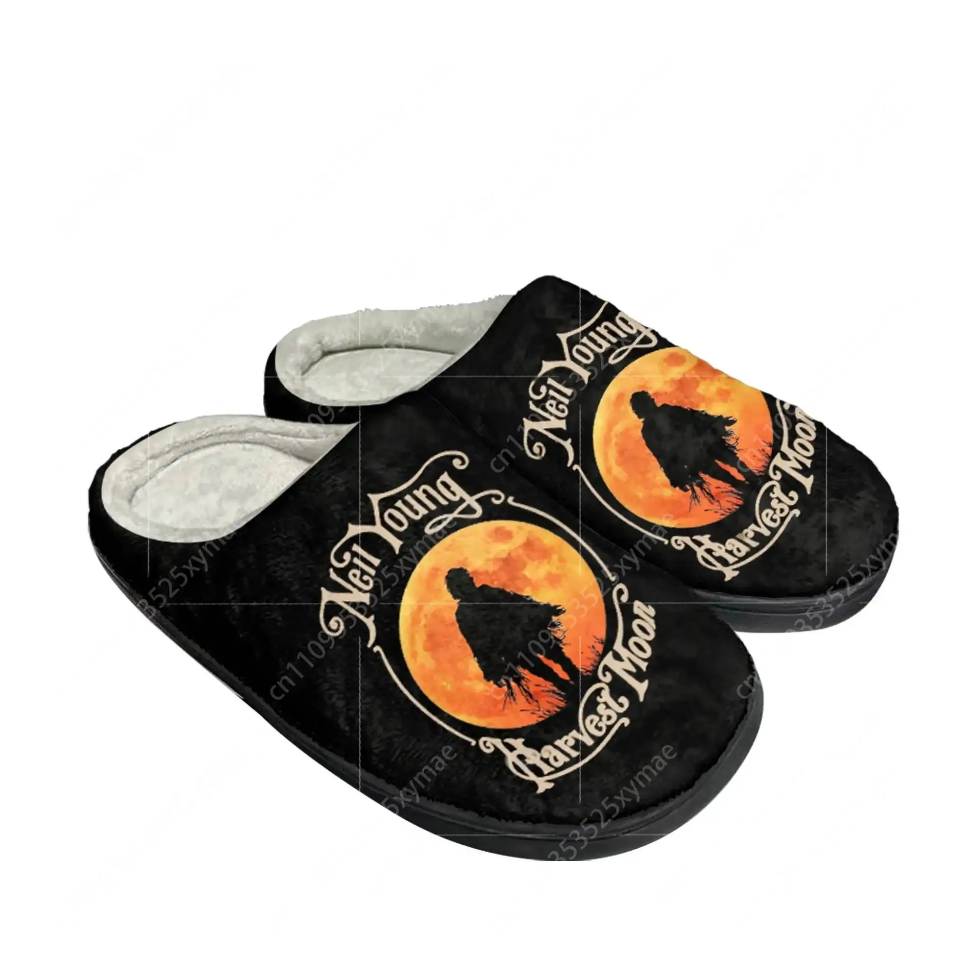 Neil Young Harvest Moon Crazy Horse Home Mens Womens Plush Bedroom Winter Keep Warm Cotton Slippers Custom Shoes
