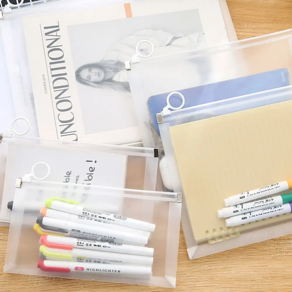 

Multifunctional A4/A5/A6 File Bag Transparent Zipper Design Stationery Bag Handheld Waterproof Storage Bag School Office