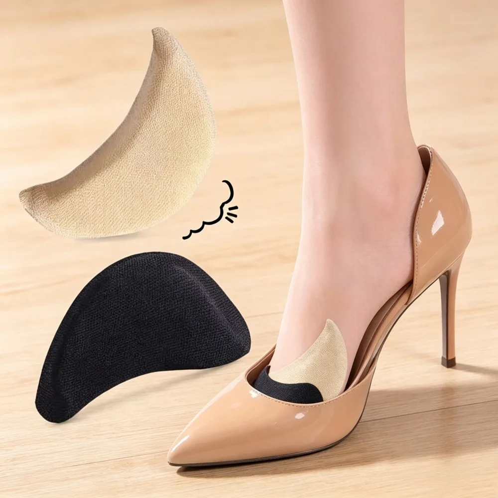 3 Pares de Almohadillas Reutilizables para los Dedos de los Pies, Rellenos de Medio Tamaño, Plantillas Negras para Zapatos Holgados, Tacones Altos y Botas de Vestir, Ajustables