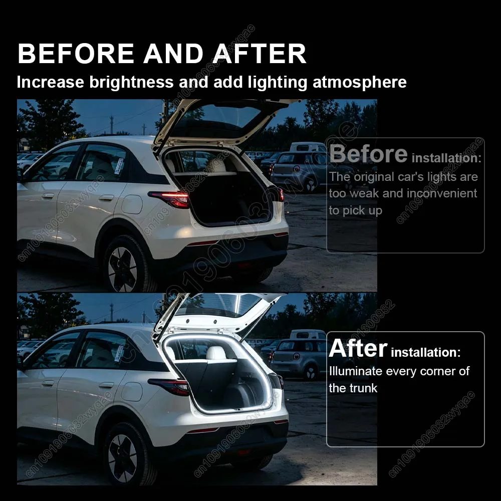 For Geely EX2 / E2 2025-2026 Trunk Lights Flexible Brighten LED Strip Waterproof Silicone Car Interior Atmosphere Light Supplies