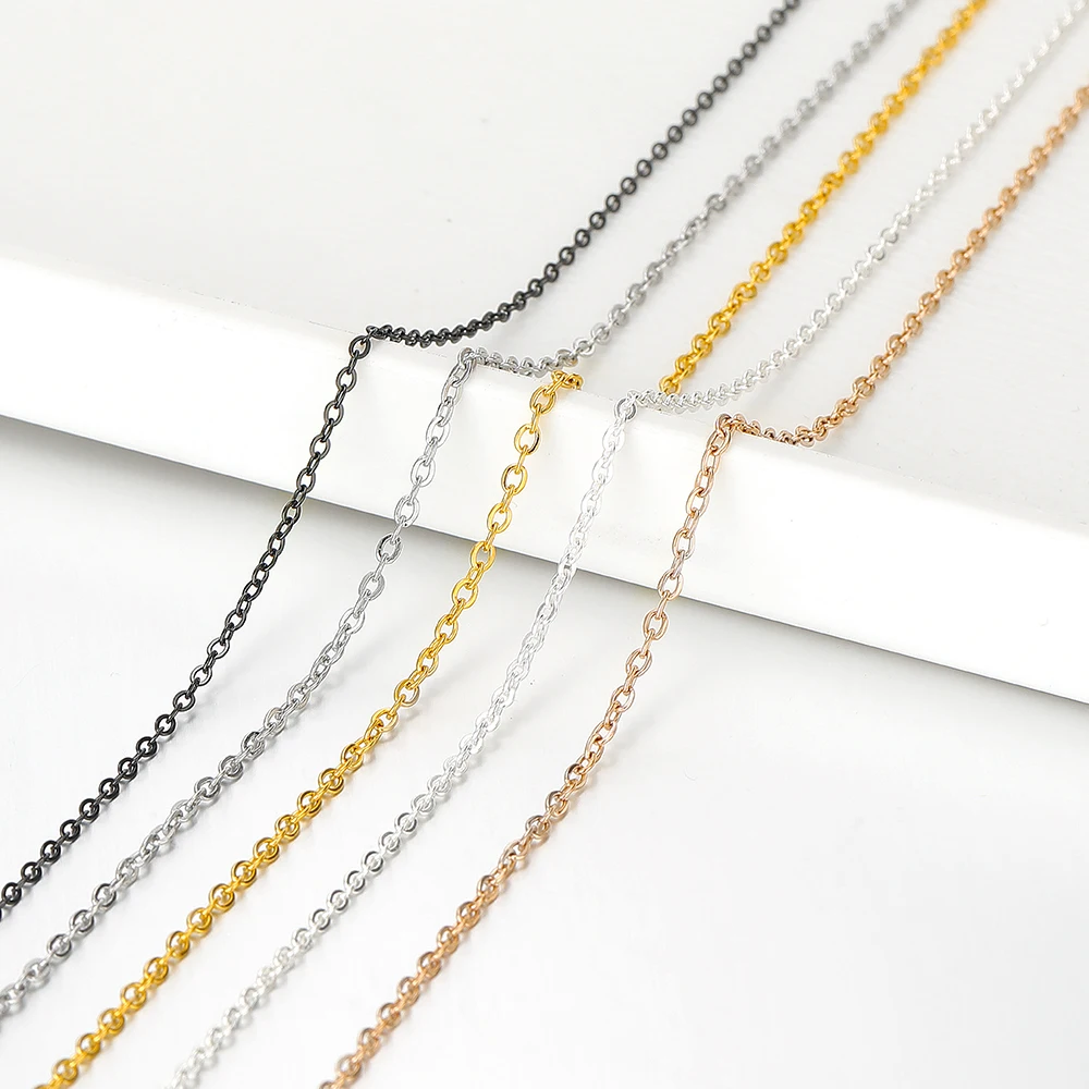 2 Meters No Fade Stainless Steel 1/1.5/2mm Width Cross Chains Link Chains for Necklaces Bracelets Findings DIY Jewelry Material