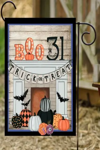 Boo Trick or Treat Fireplace Garden Flag  Top Quality  Double Sided