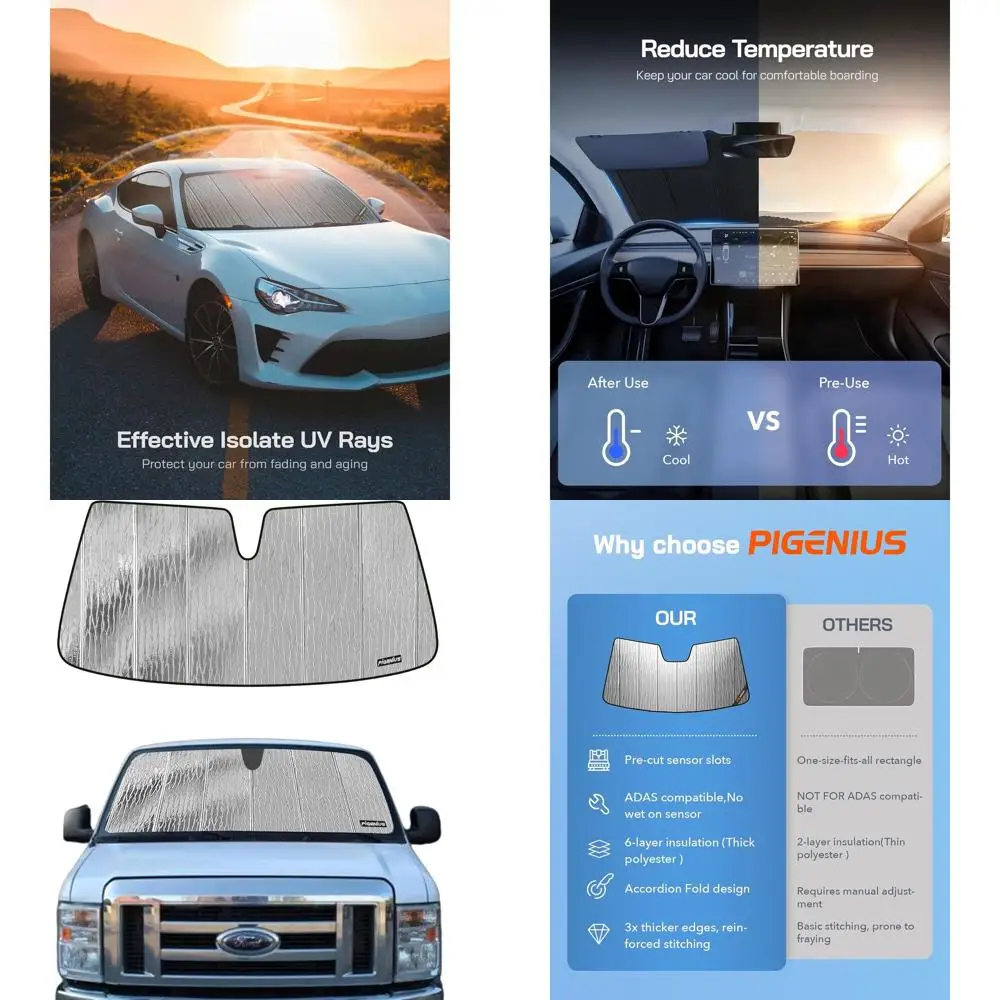 

Cargo Van Sunshade for Full Size Vans, Durable Front Window Shield, Full Coverage Interior Privacy Blackout