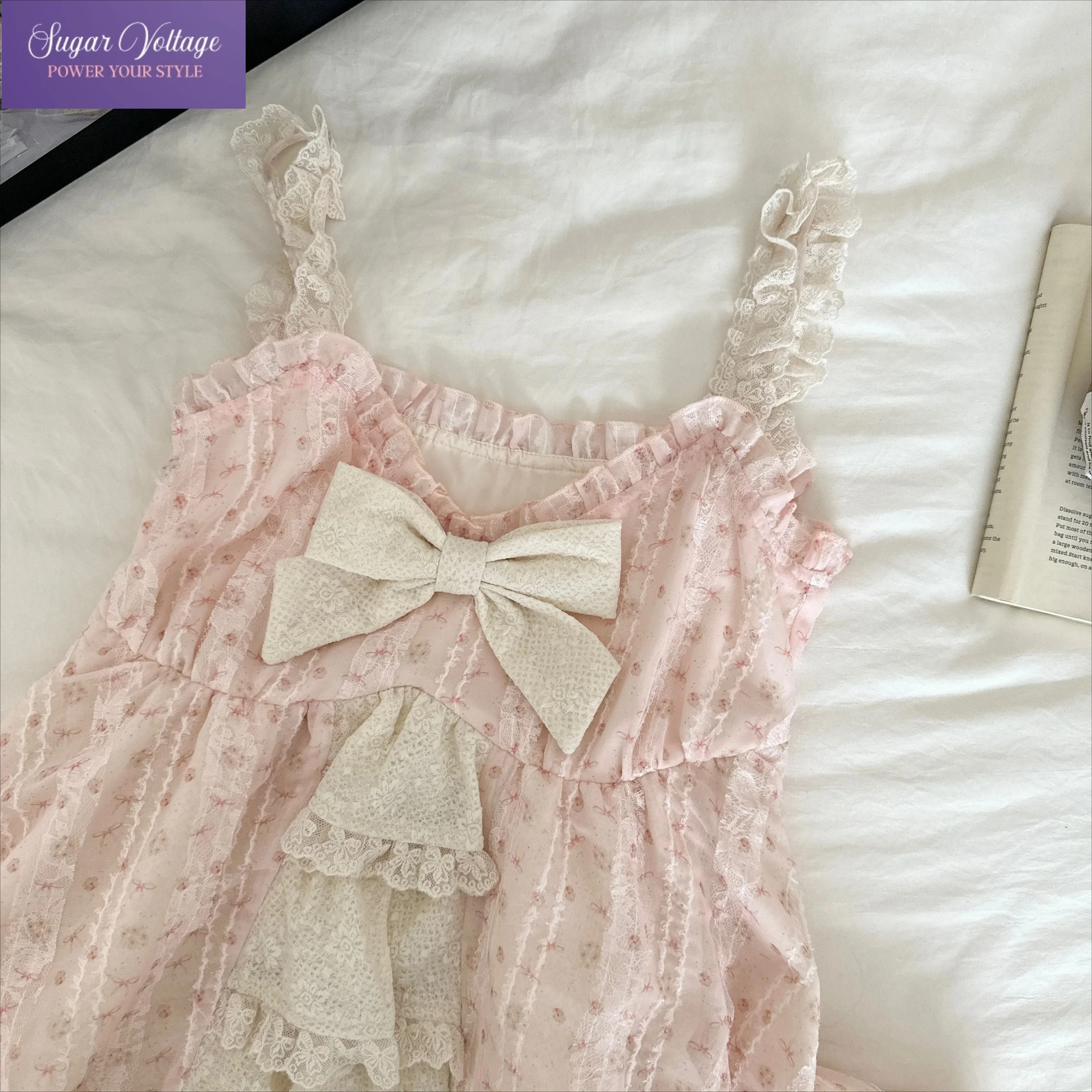 

Summer Sweet Y2K Kawaii Pink 2 Piece Set Women Slim Floral Print Bow Decor Cami Top + Cardigan Coquette Cute Casual Chic Outfits