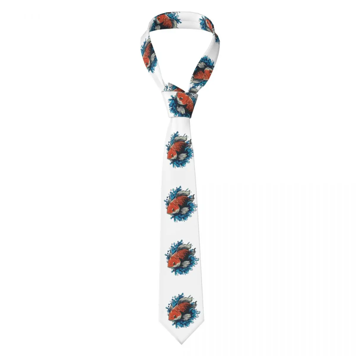 Gravata de carpa laranja para homens, seda poliéster, 8 cm, gravatas de pescoço, casamento, negócios, gravatas clássicas