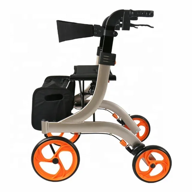 Hot Sale Aluminum Lightweight Foldable 4 Wheel Rollator Walker For Disabled