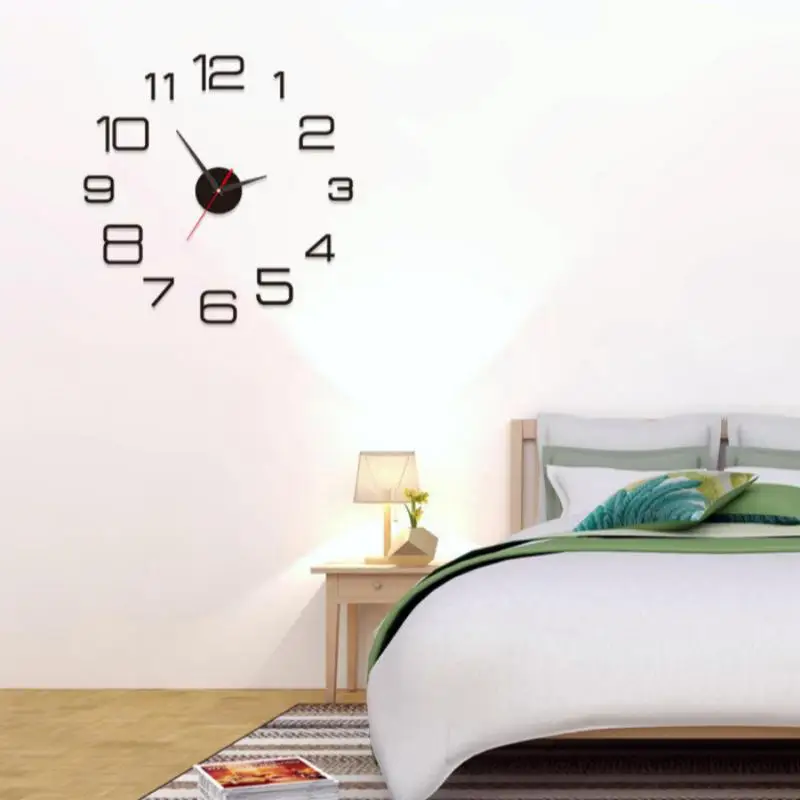 DIY Luminous Wall Clock 3D Mirror Sticker Frameless Decoration Silent Analog for Bedroom Office Living Room