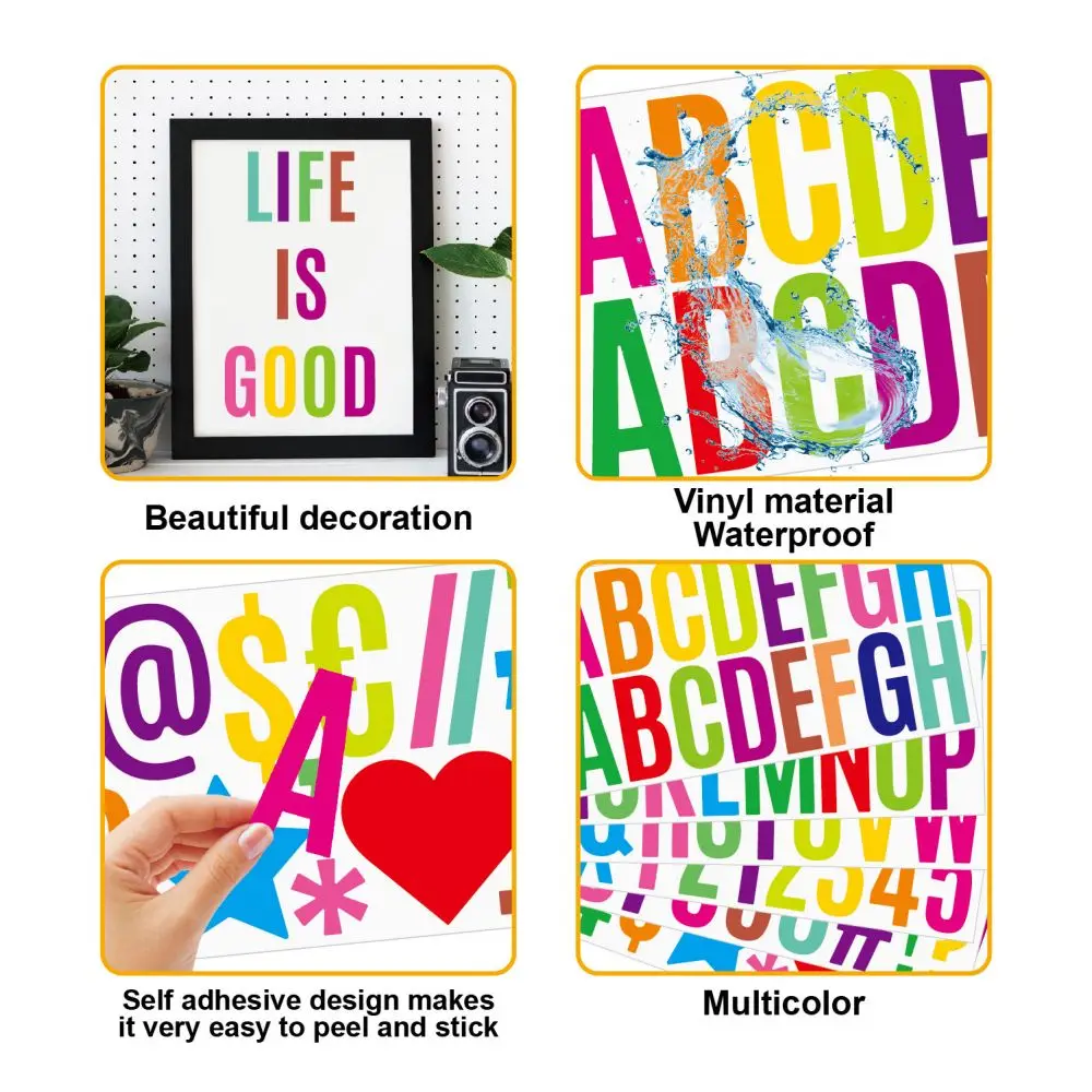 6Pcs/Set 2.5 Inches Waterproof 26 Alphabet Stickers  Colorful Stickers for Grad Cap Decoration and DIY Crafts Making Supplies