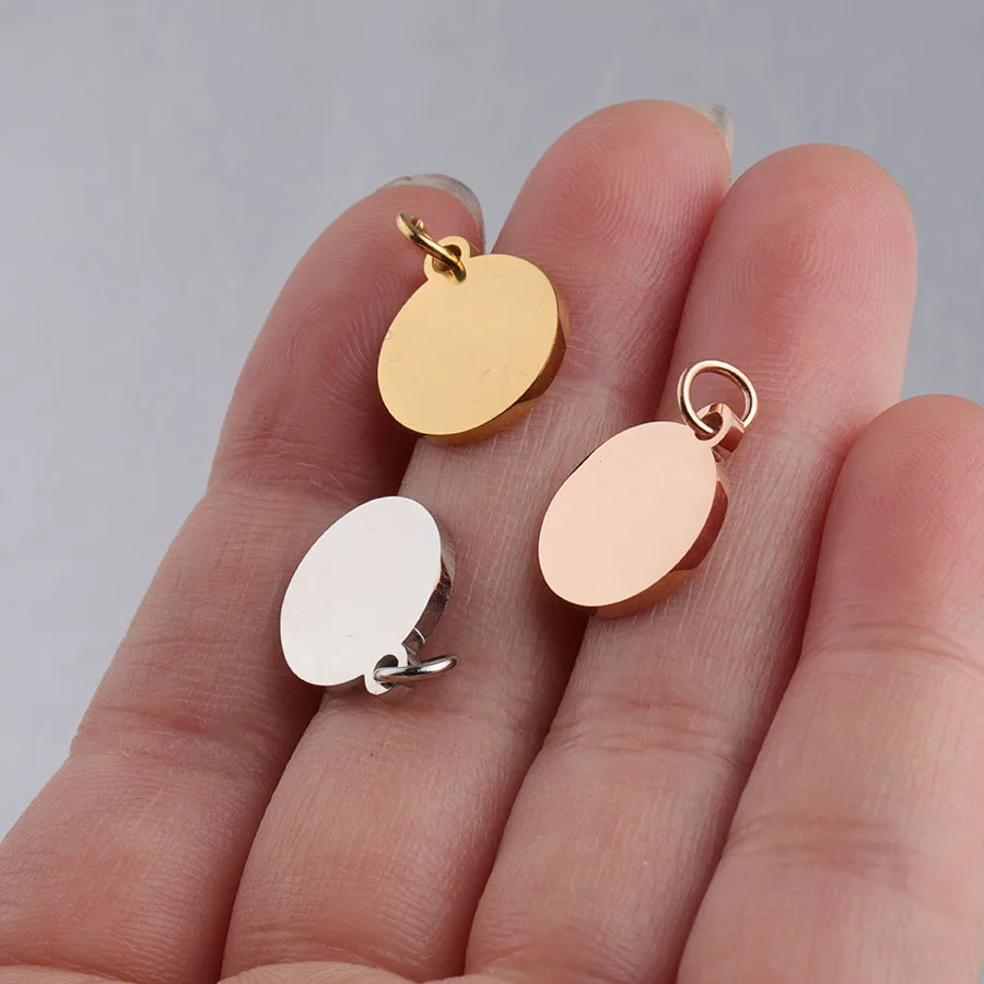 25Pcs/Lot  Mirror Polished Stainless Steel  Round Disc Charms For Making Necklace Bracelet Jewelry