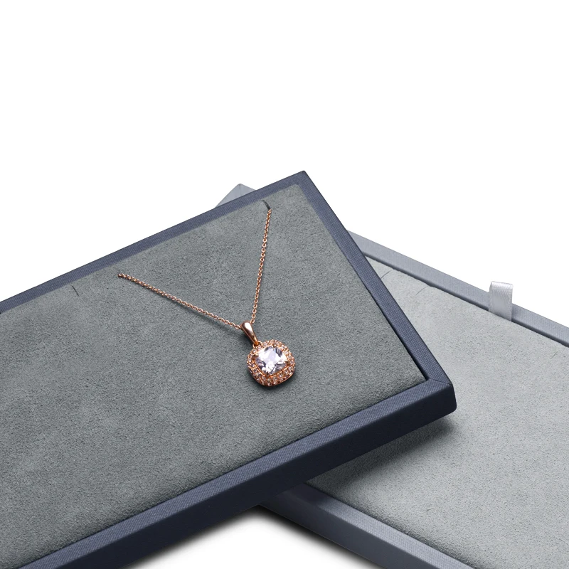 Oirlv Luxury PU Leather Jewelry Display Holder with Microfiber Jewelry Display Shops Props Counter Exhibited Tray for Necklace