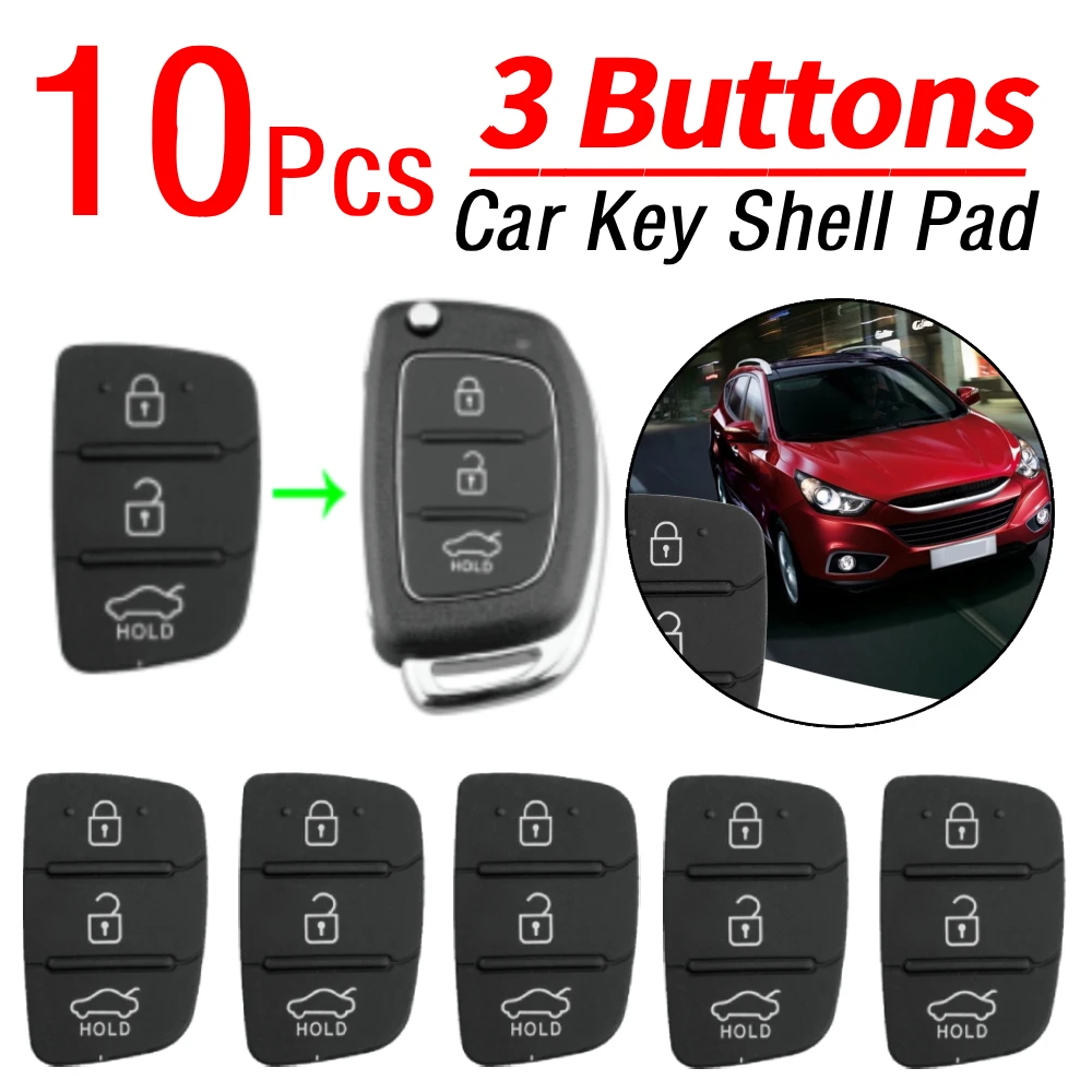 

10 шт., чехол для автомобильного дистанционного ключа, сменный силиконовый колпачок для ключей, 3-кнопочный складной чехол для ключа для Hyundai Kia, автомобильные аксессуары