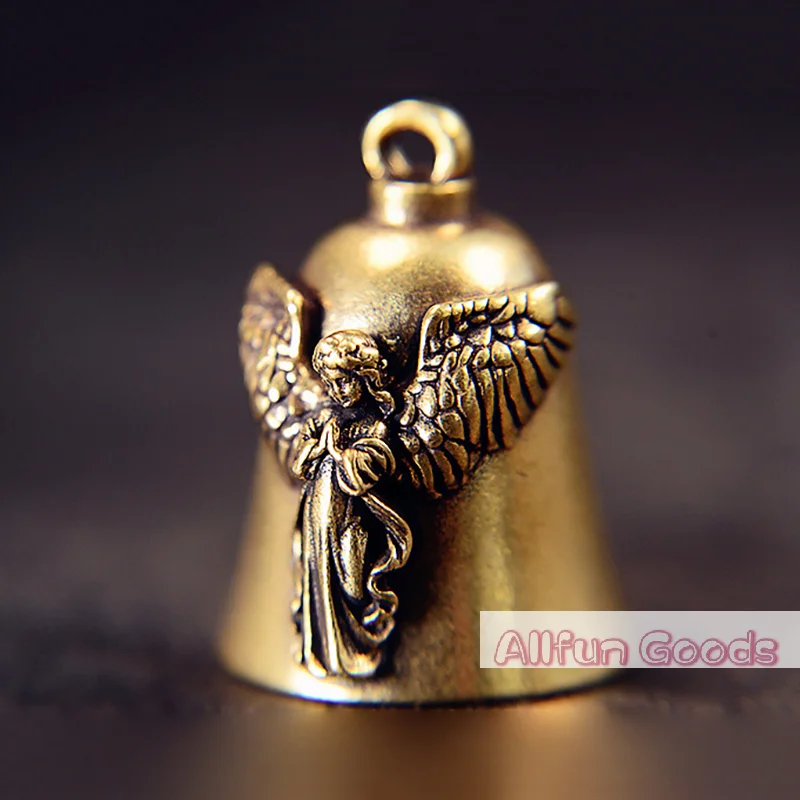 [TG835]Brass Fashion Guardian Angel Wings Bell Motorcycle Bell Keychain Men's Biker Exorcist  Lucky Jewelry