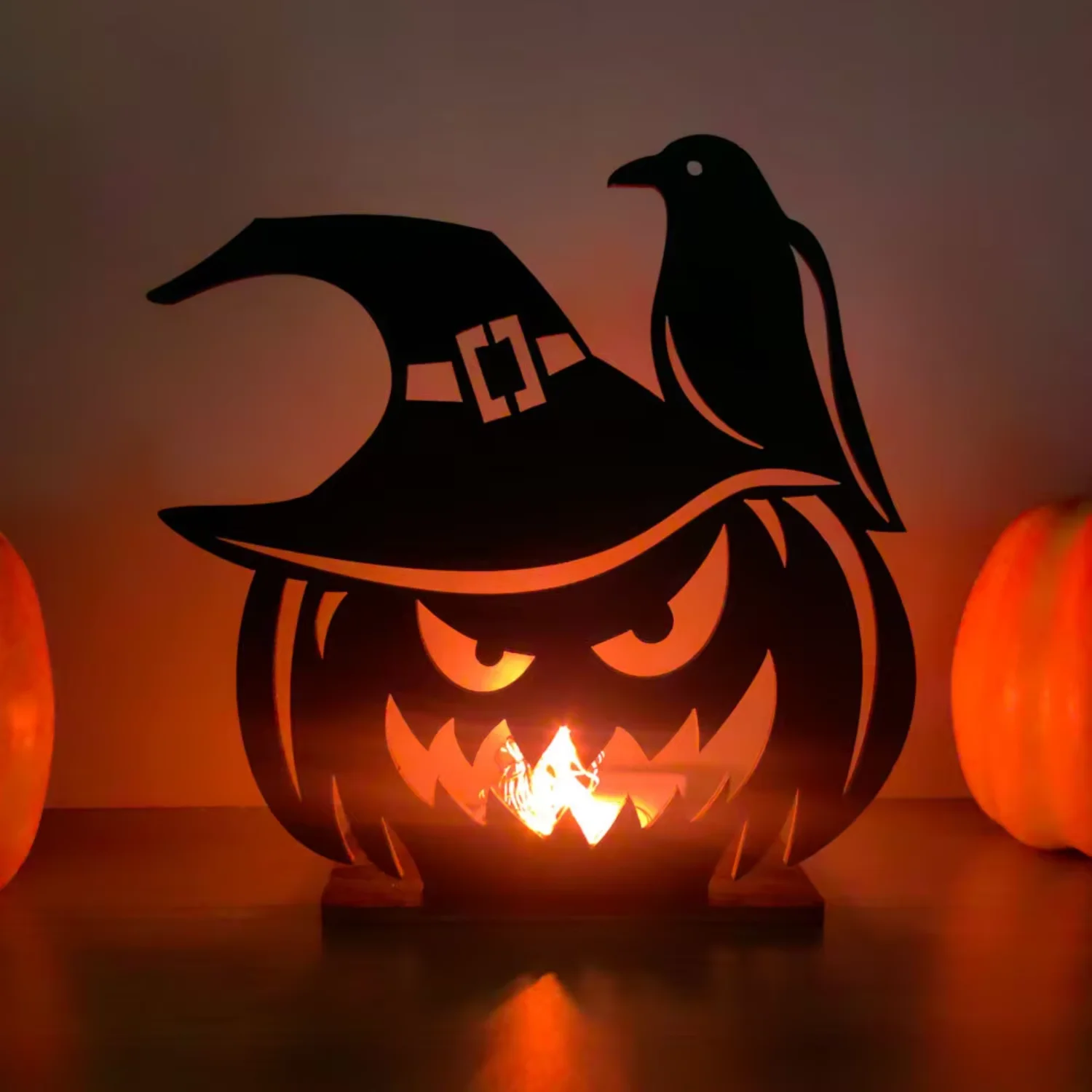 Factory  Halloween Wooden Pumpkin Candlestick Fun Monster Candlestick Illuminating Projection Decoration Scented candle Shilajit