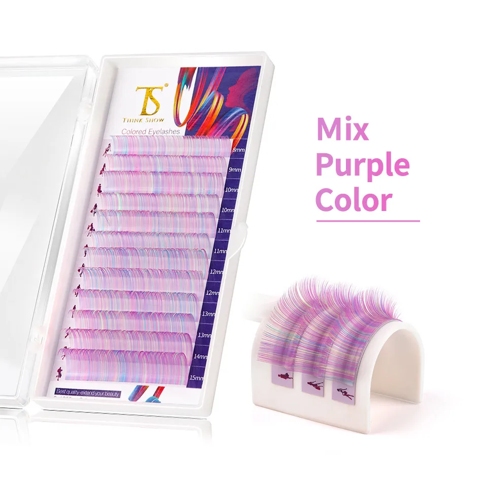 Thinkshow Gradiënt Meerdere verschillende kleuren wimperverlenging Individuele Faux Nertsen Ombre Valse oogkleurige wimpers Make-uptool