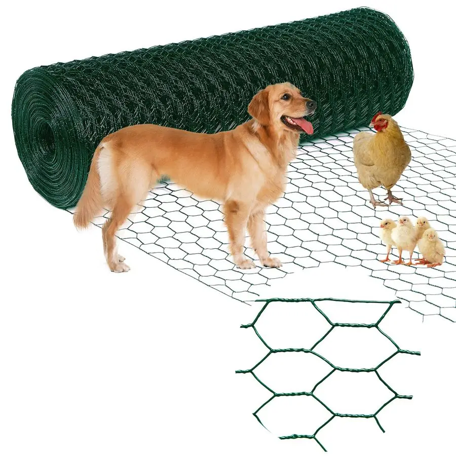 

Wire12inx150ft, Premium Chicken Wire Fencing, Chicken Wire Mesh, Green PVC Coated Metal Wire Fence, Galvanized Poultry Netting B