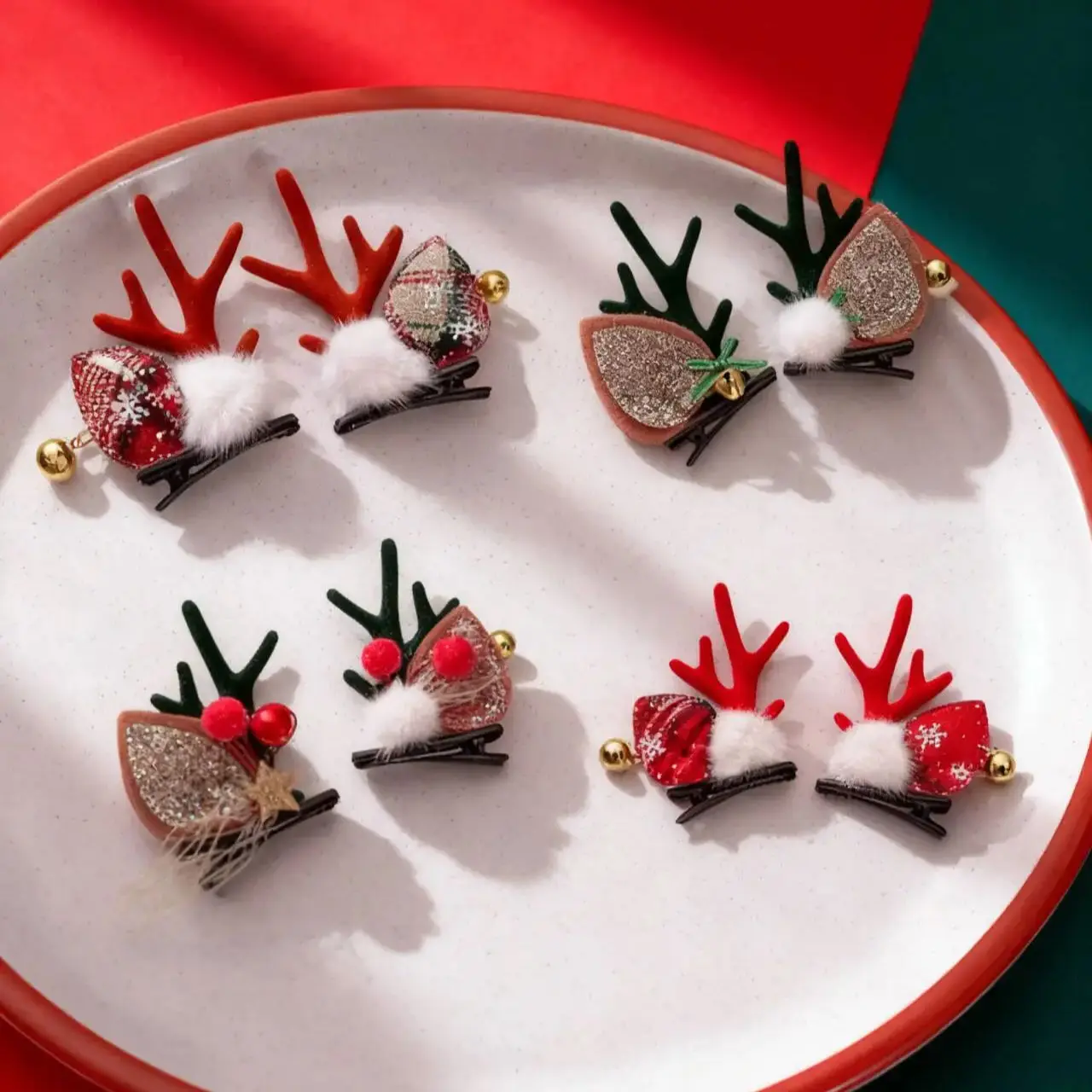

Christmas Antler Hair Clip Pair, Cute Adorable Deer Hair Clips, Bell Deer Ear Hair Clips, Pom-Pom Antler Hair Clips