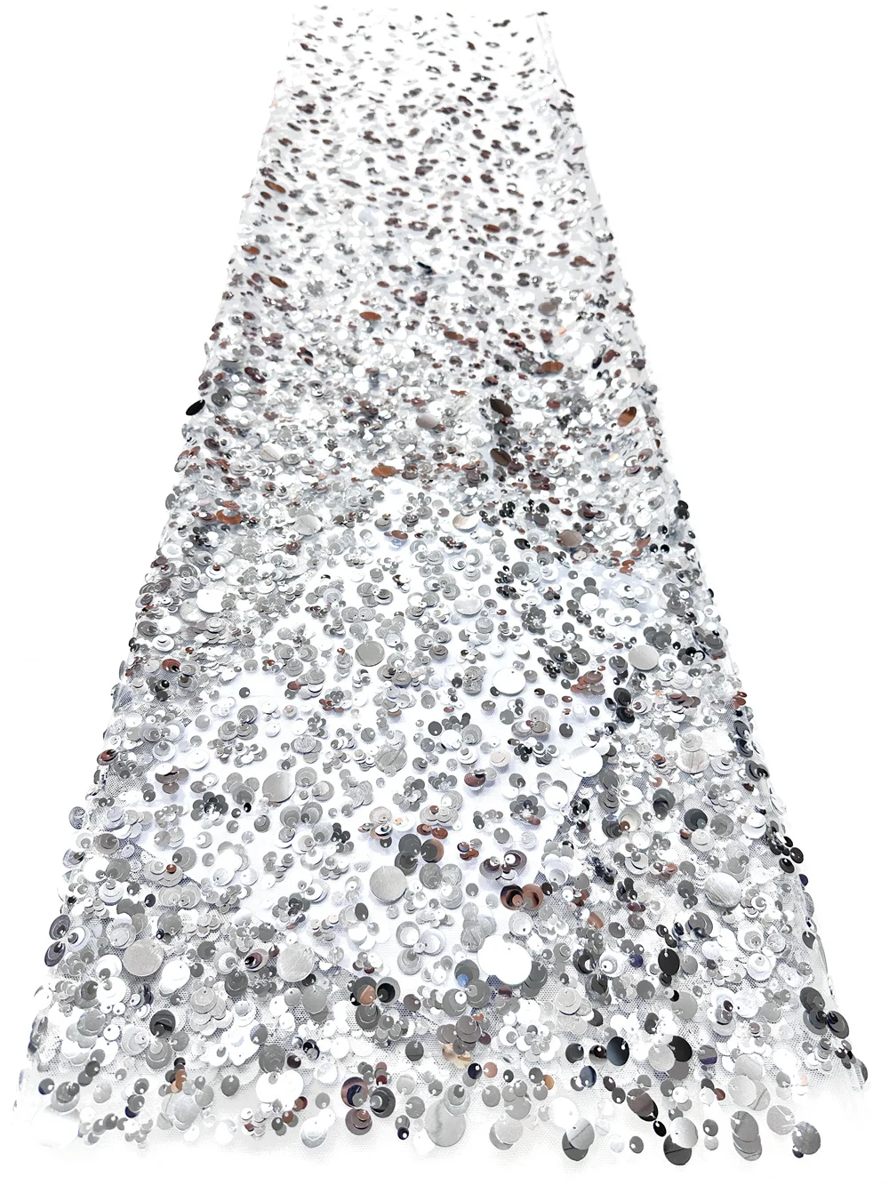 

African Silver Sequins Lace Fabric 2025 High Quality Nigerian Wedding Bridal Tulle Embroidery French For Party Dresses Sewing