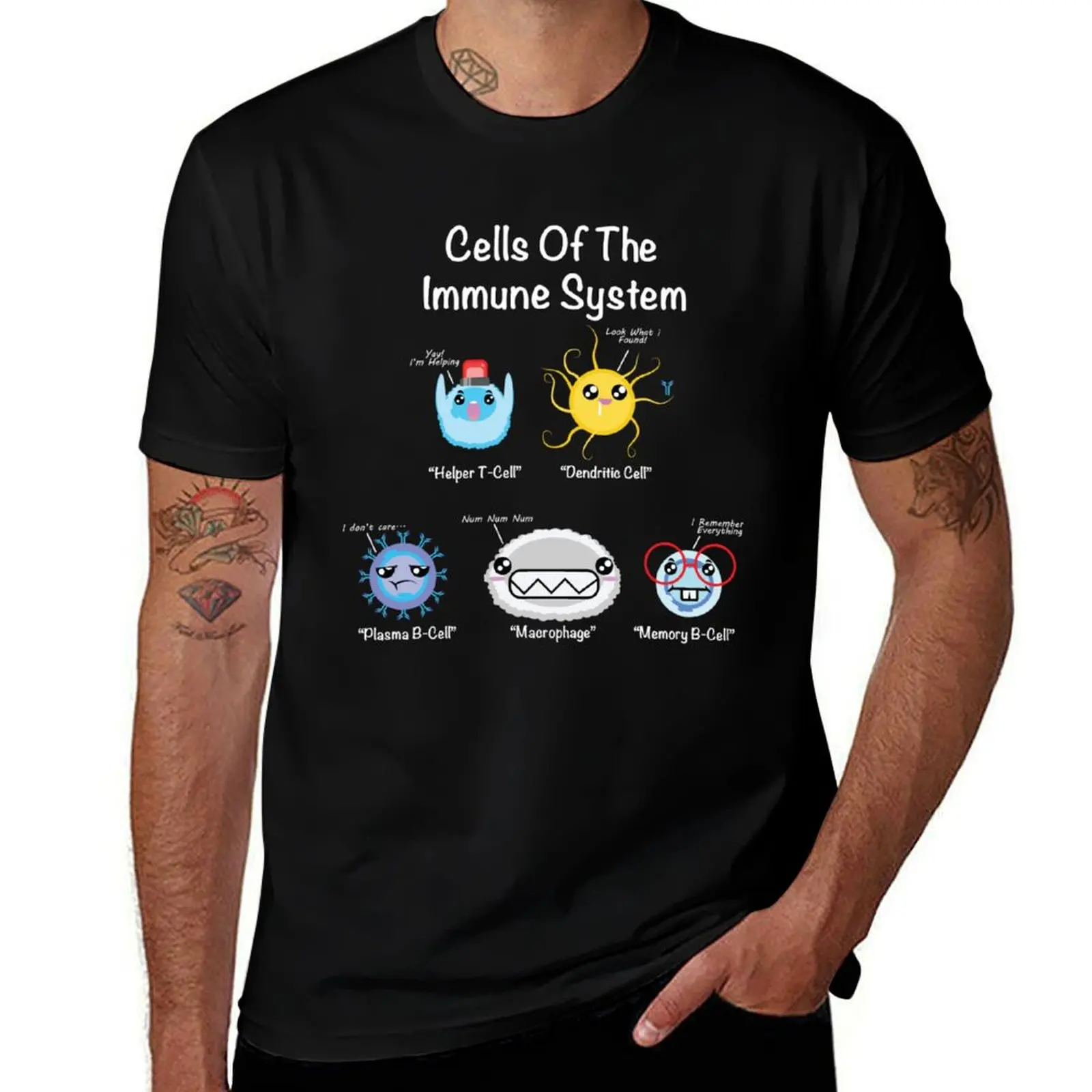 Immune System Cells Biology Cell Science Humor Immunologist T-Shirt Soft Touch Basic Cotton T-Shirt