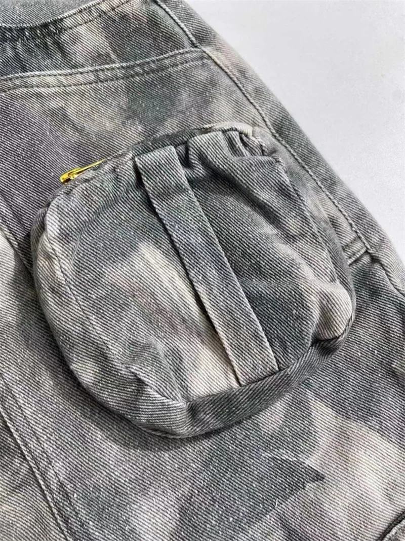 Hot Girl Camo Denim wanita kasual rok panjang musim semi musim panas 2023 pakaian kerja saku lurus gaun Prom kasual Street Wesr stok tersedia