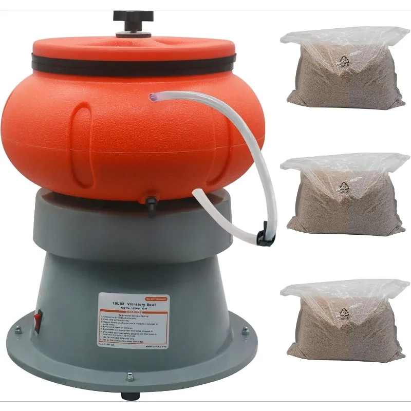 

Electric 18LBS Vibratory Tumbler Bowl Tumbling Polishing Machine - Polishing Metal Parts(18LBS & walnut shell media)