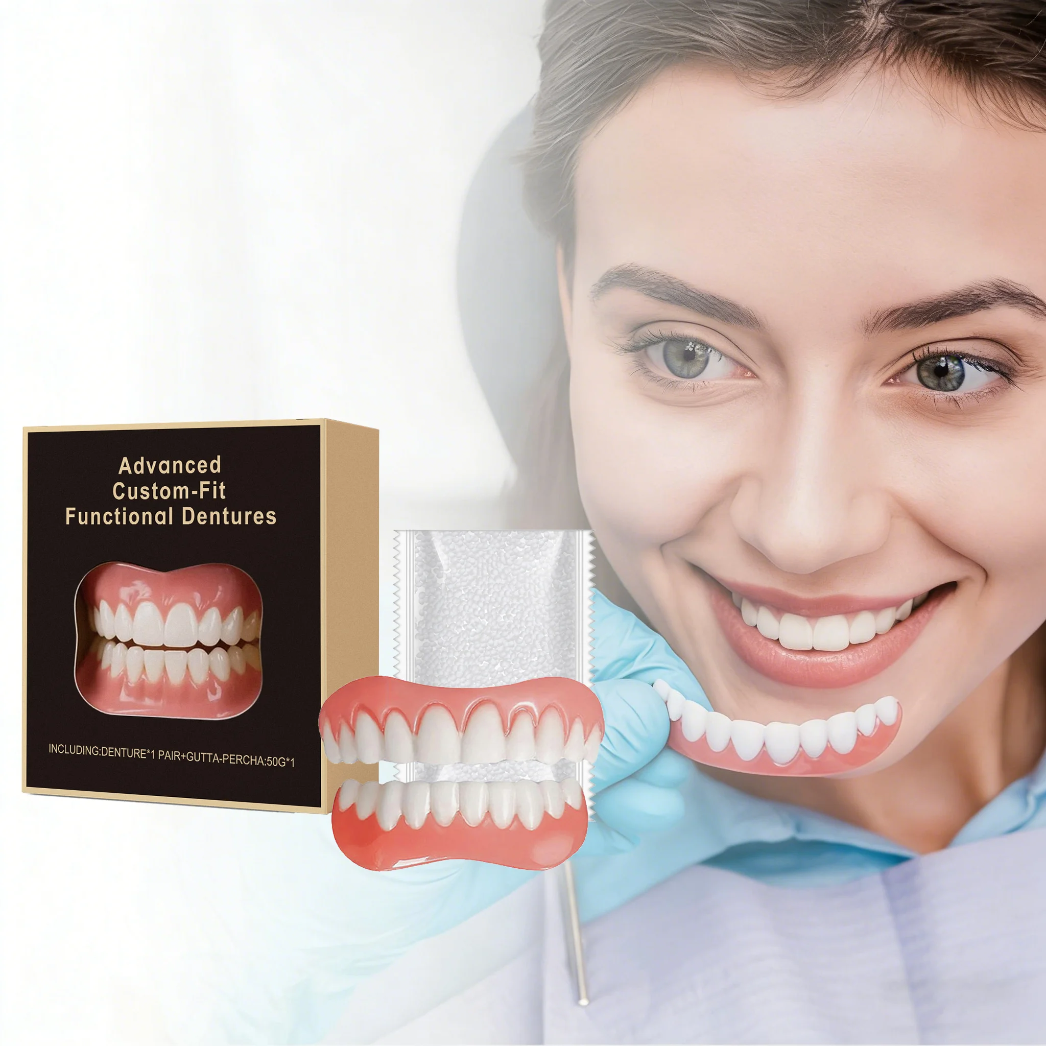 Denture Silicone Kit Instant Smile Denture Set Comfort Sotf Fake Tooth Oral Care Easy Use Teeth Upper And Lower Set