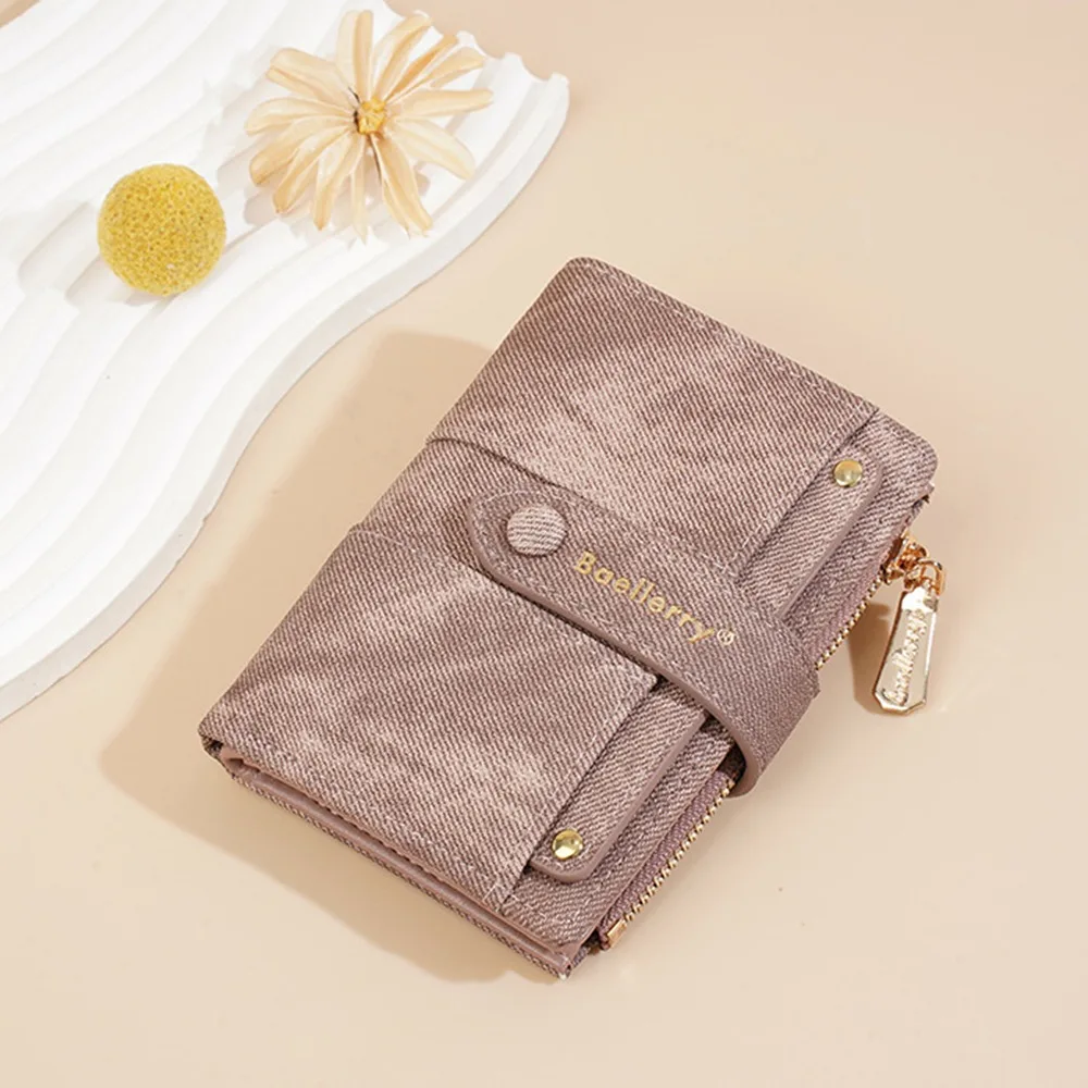 Ins أنيقة المرأة محفظة قصيرة سعة كبيرة بولي Leather الجلود العلامة التجارية الإناث المحافظ بلون بسيط البنك/الهوية/بطاقات الائتمان حقيبة سيدة #5