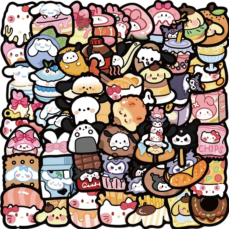 

New 50 Cute Cartoon Sanrio Anime Food Graffiti Stickers Guitar Notebook Suitcase DIY Waterproof Sticker Kawaii Children Gift