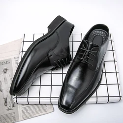 2024 Business Men Shoes Summer Casual Flat Shoes Soft Leather Shoes Slip-on Half Slippers Men Comfortable Driving Loafers Slides