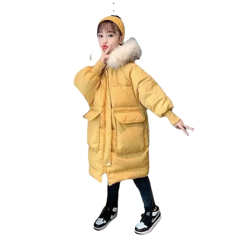 4-14 Years Teen Girls Coat Winter Down Warm Windbreaker Jacket For Girls Parka Thicken Cotton Fashion Hooded Children Outerwear