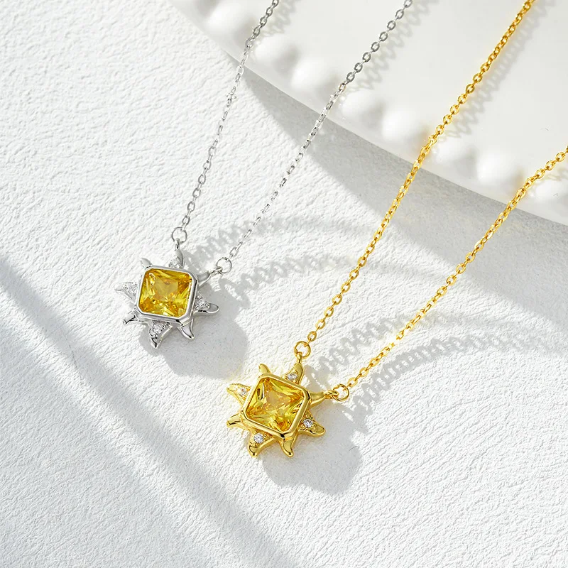 

Ожерелье с подвеской из стерлингового серебра 925 пробы с подсолнухом и цирконом, изысканный нишевый женский аксессуар