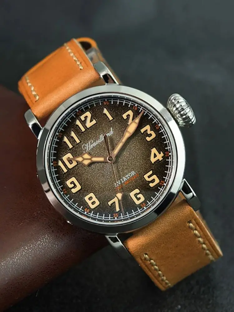 Hruodland 004 Herrenuhr im Distressed-Look P5000 mit SW200-Uhrwerk, Automatik, Mechanisch, Edelstahl, Sportuhr für Herren